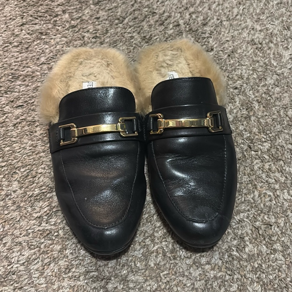 Faux fur loafers